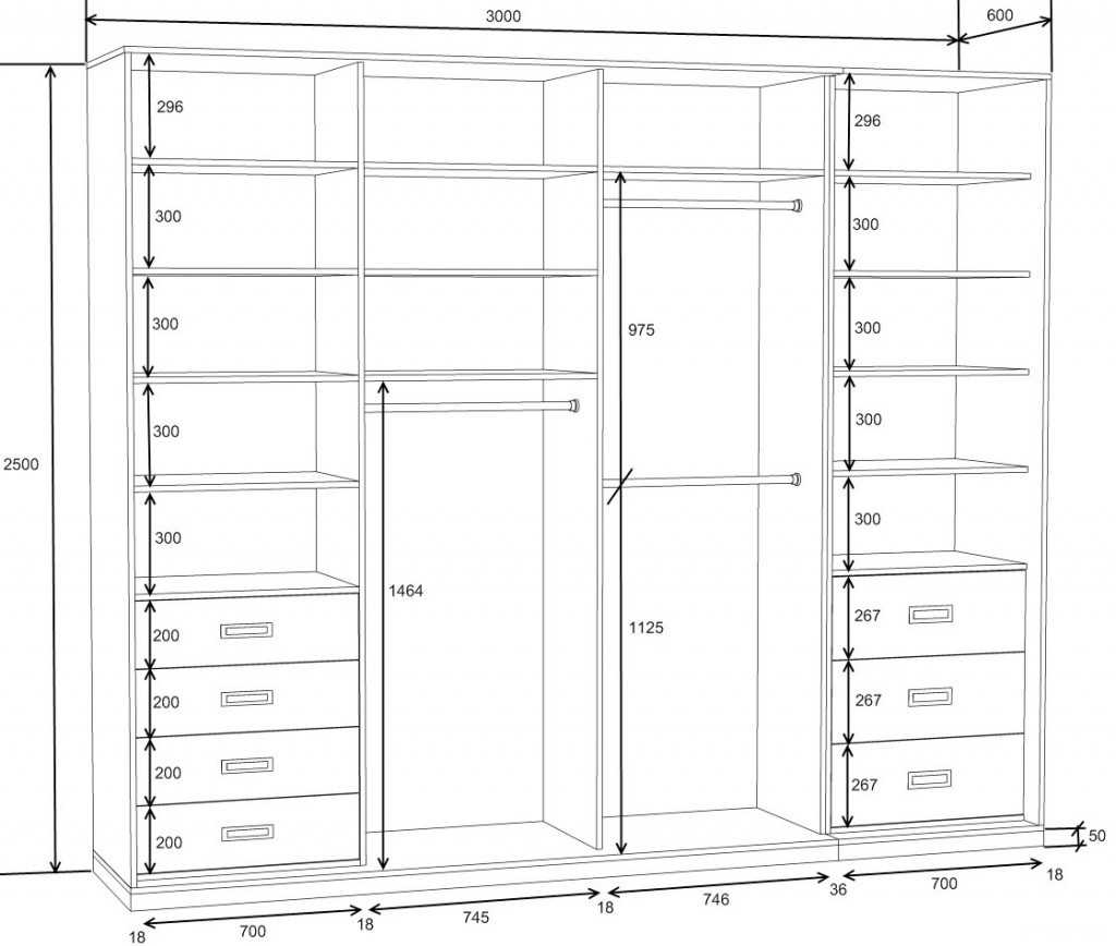 Шкаф купе 1800х2400х600 чертеж