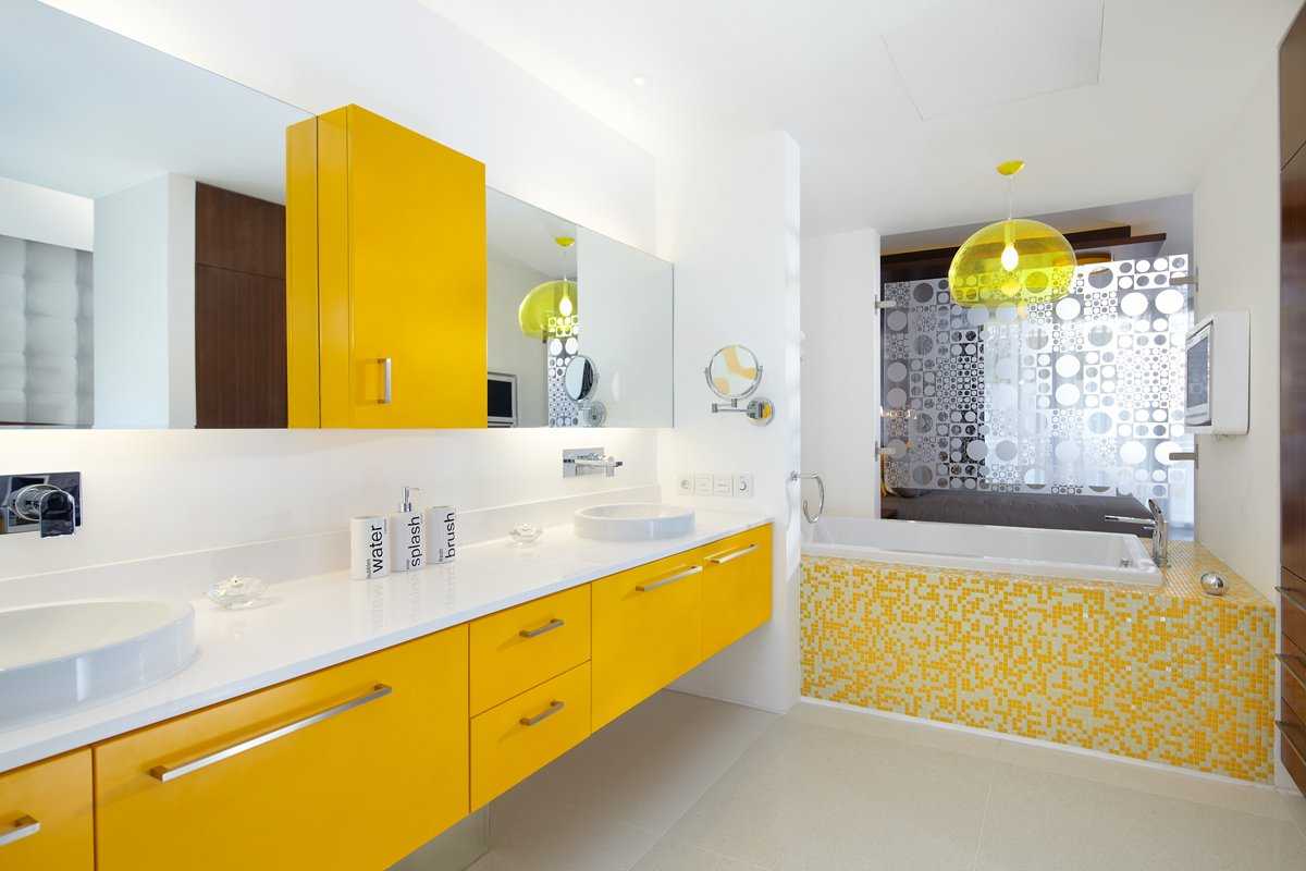 Желтая ванная комната: советы и варианты оформления ванной (40 фото) | дизайн и интерьер ванной комнаты